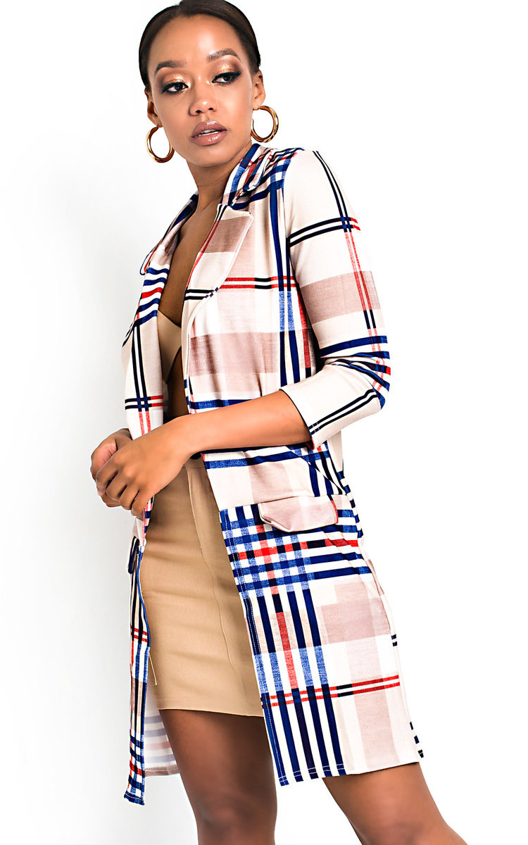 Dolly Check Print Longline Blazer Thumbnail