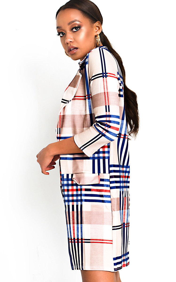 Dolly Check Print Longline Blazer Thumbnail