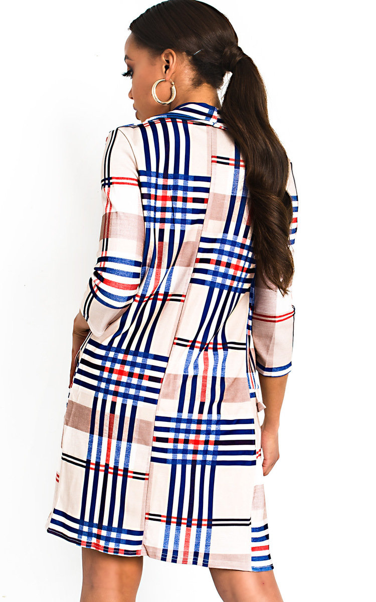 Dolly Check Print Longline Blazer Dolly Check Print Longline Blazer