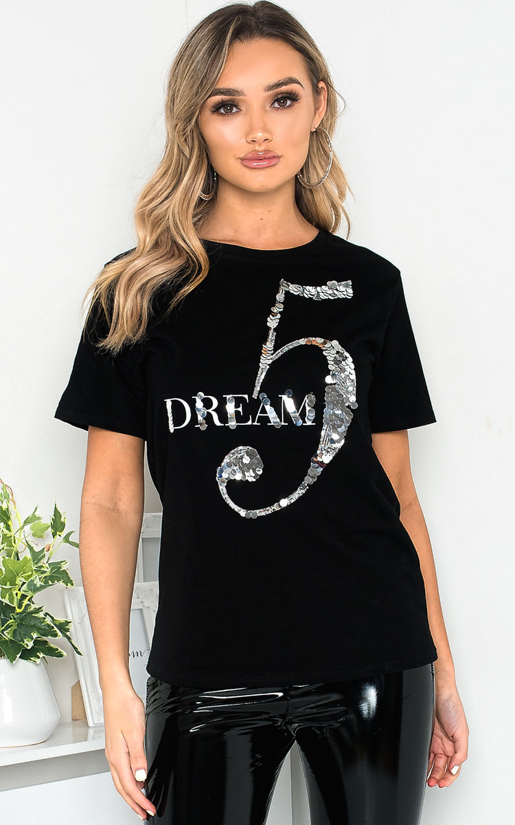 Dream Slogan Sequin Embellished Top Thumbnail