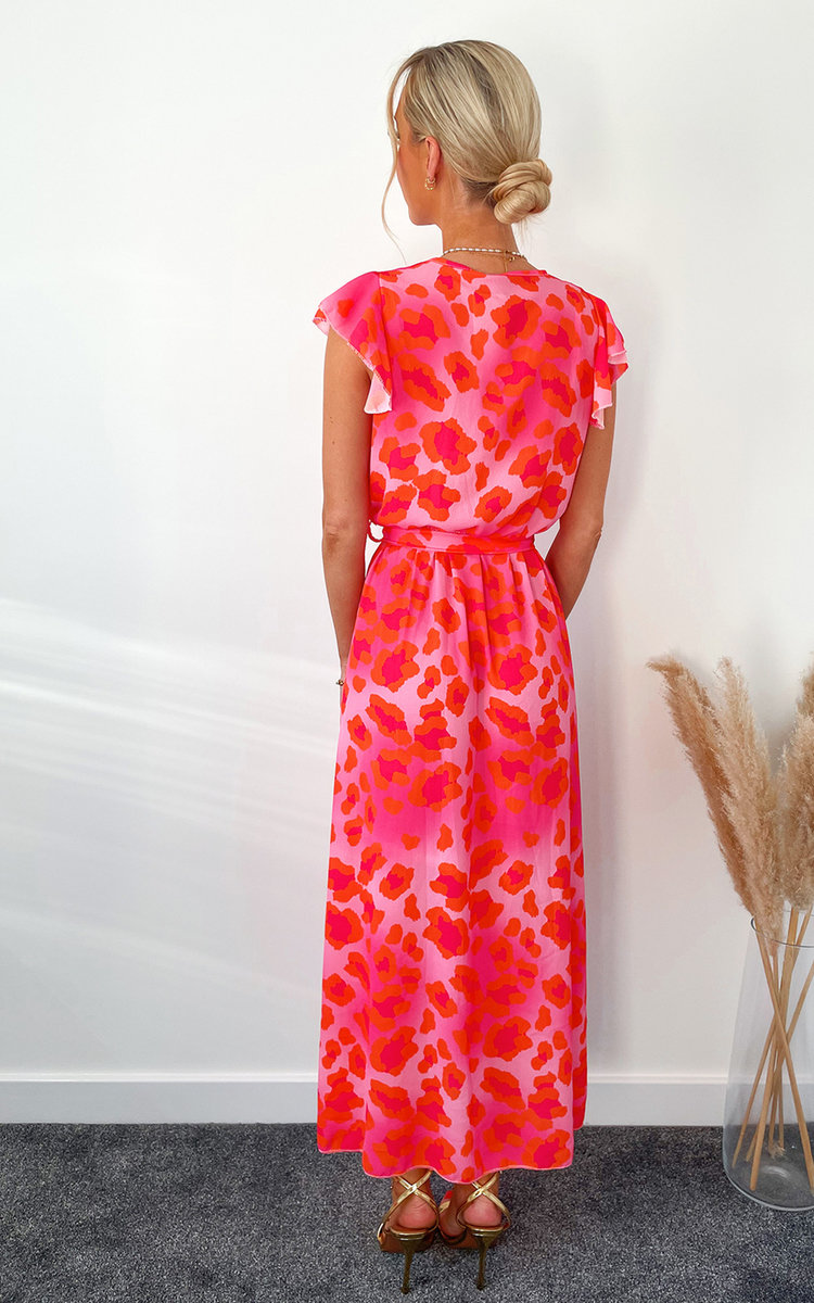 Myla Printed Midi Dress with Tie Front Thumbnail Myla Printed Midi Dress with Tie Front Thumbnail