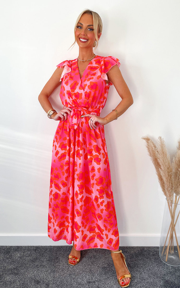 Myla Printed Midi Dress with Tie Front Myla Printed Midi Dress with Tie Front