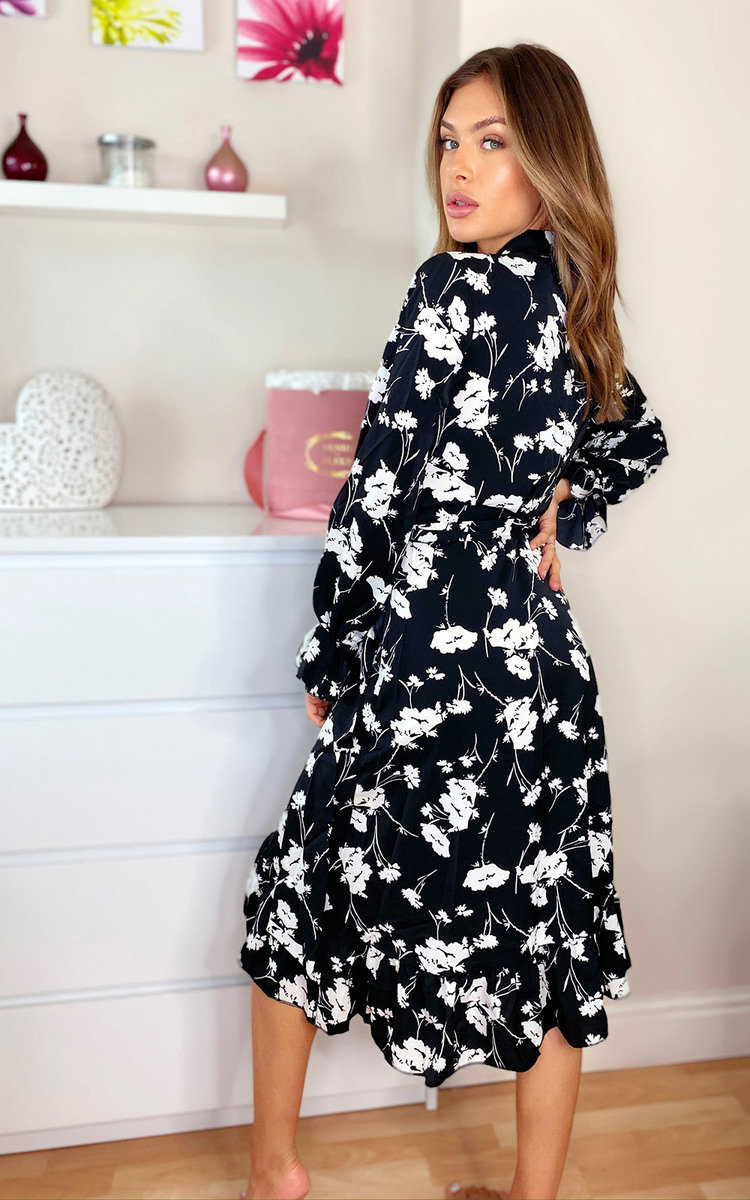 Eden Printed Wrap Midi Dress Thumbnail