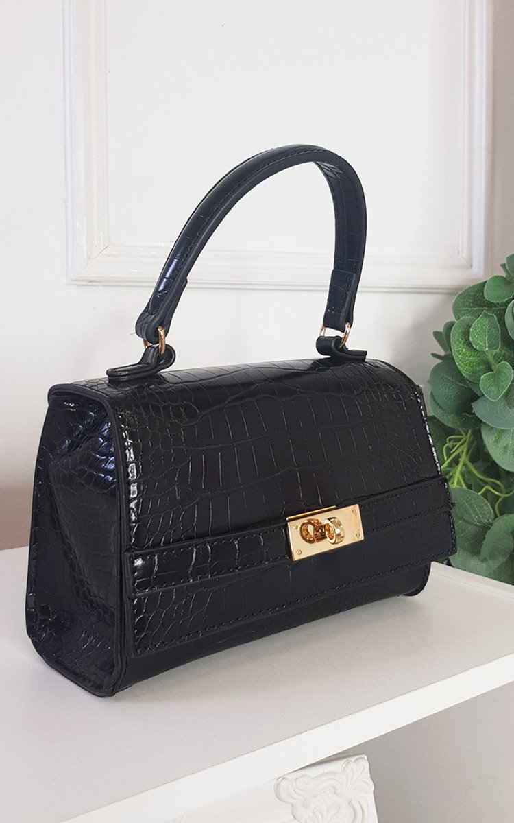 Elara Croc Print Handbag