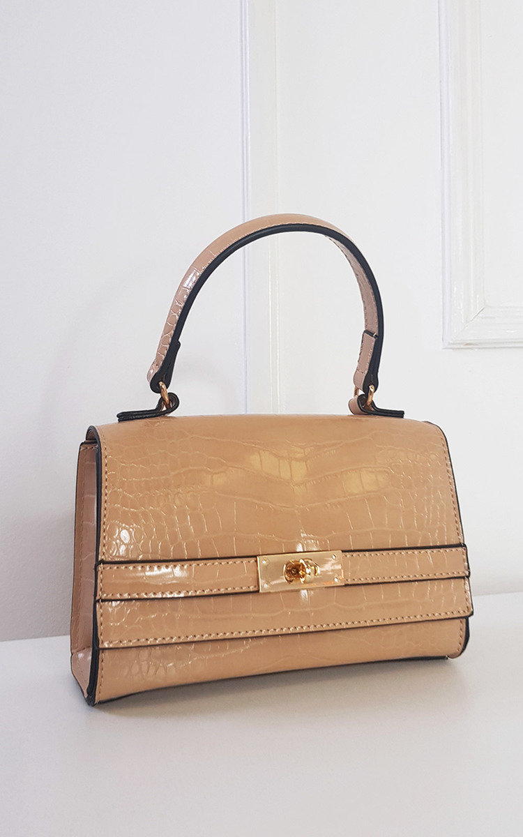 Elara Croc Print Handbag