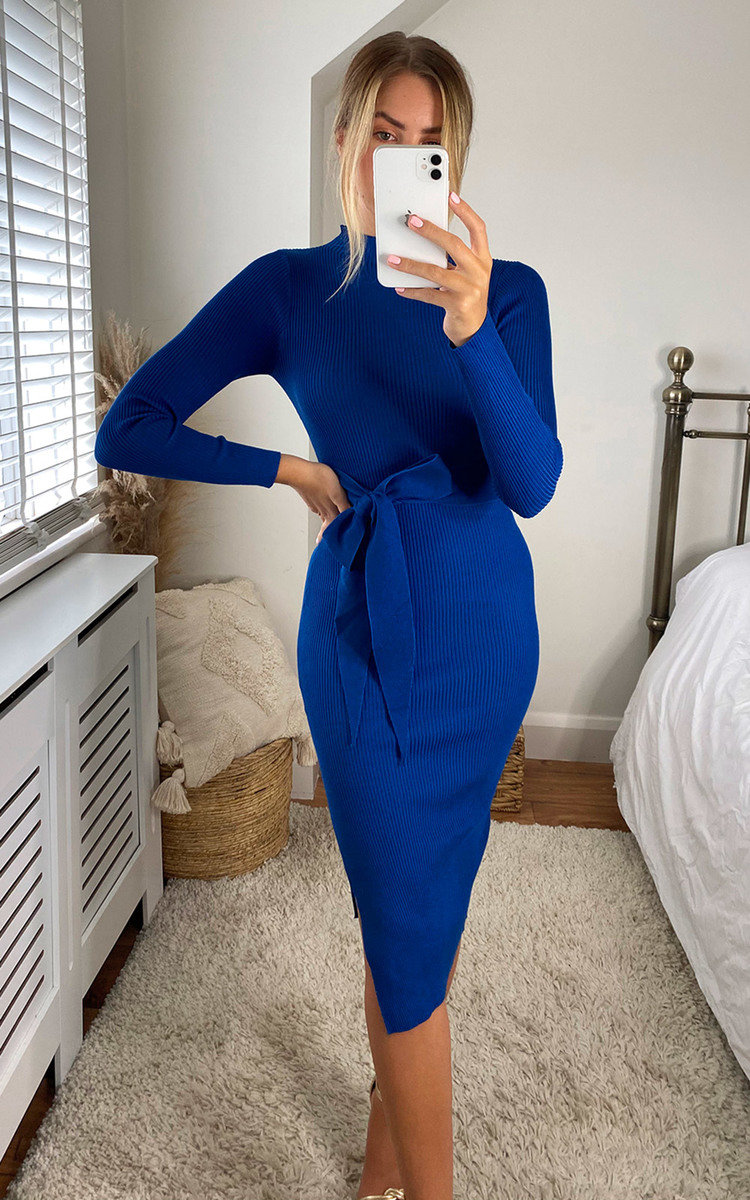 Eledi High Neck Belted Midi Dress Thumbnail Eledi High Neck Belted Midi Dress Thumbnail