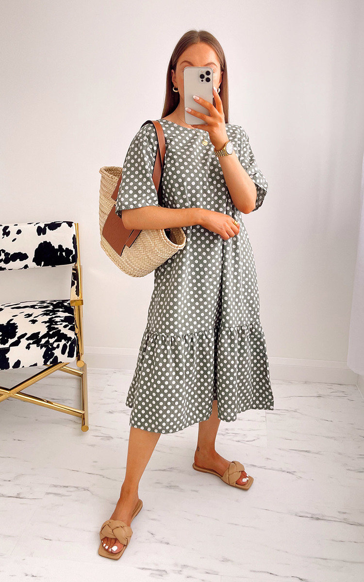 Elena Printed Ruffle Midi Dress Thumbnail Elena Printed Ruffle Midi Dress Thumbnail