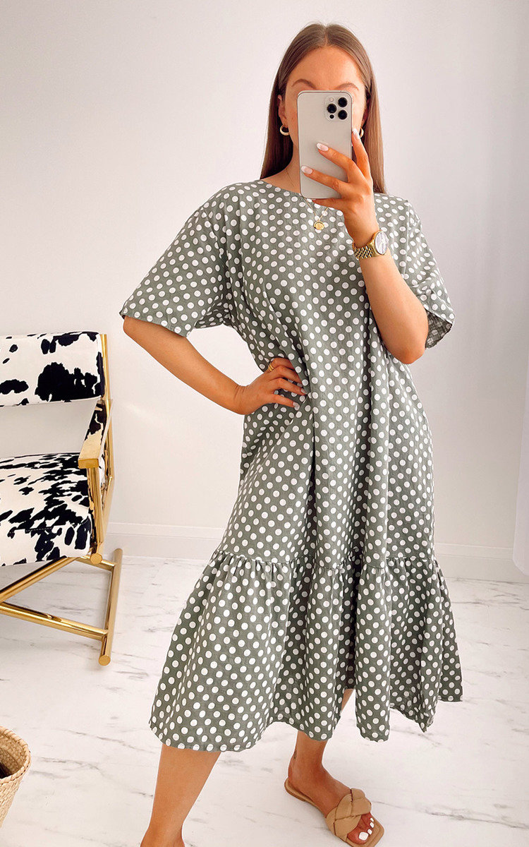 Elena Printed Ruffle Midi Dress Elena Printed Ruffle Midi Dress