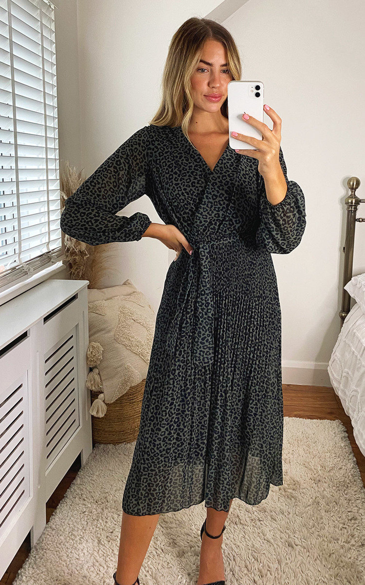 Elisha Animal Print Wrap Midi Dress Elisha Animal Print Wrap Midi Dress