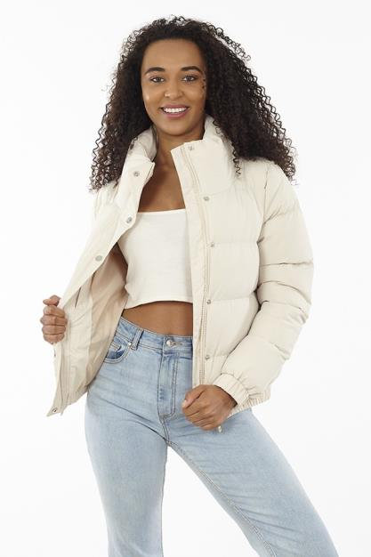 Eliza Faux Leather Button-Down Padded Jacket Eliza Faux Leather Button-Down Padded Jacket