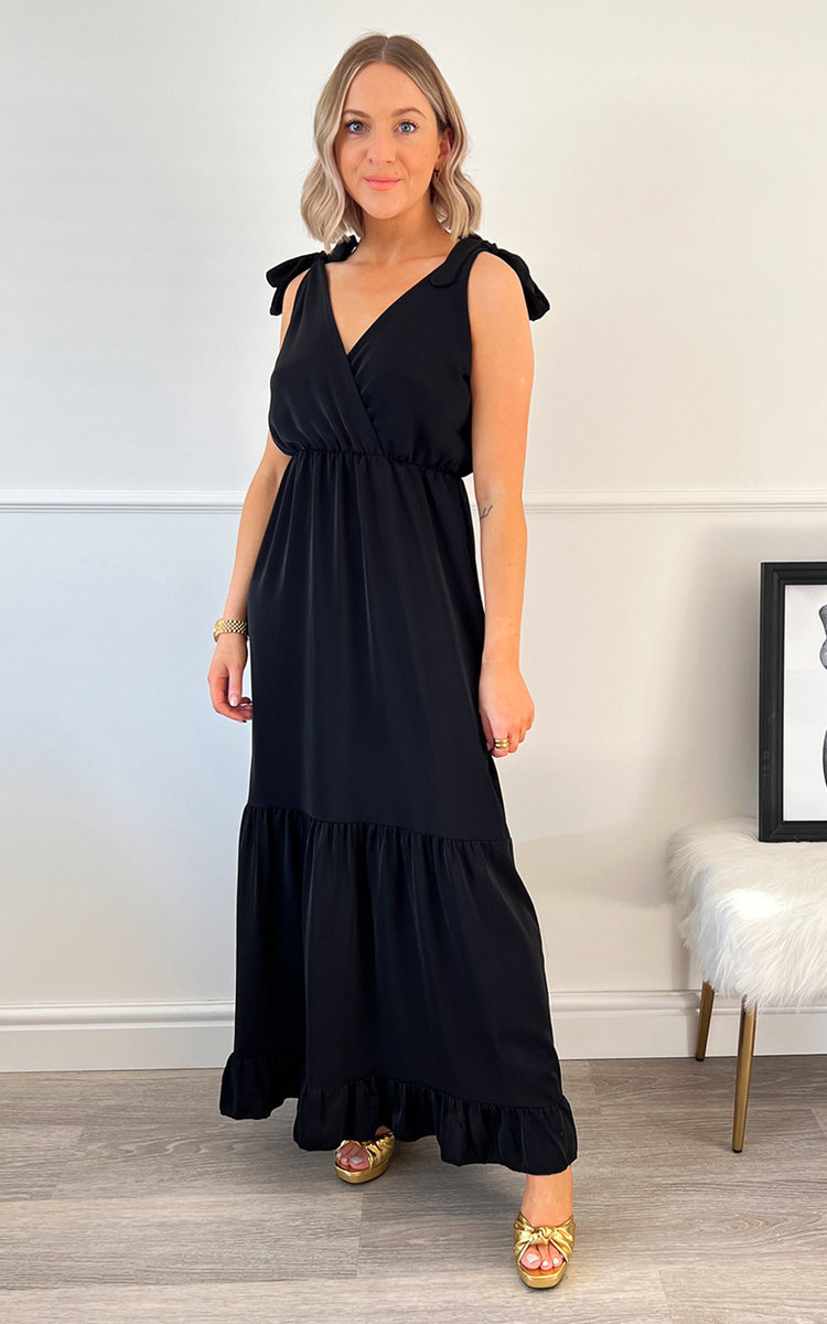 Eliza Tiered Tie Strap Midi Dress Eliza Tiered Tie Strap Midi Dress