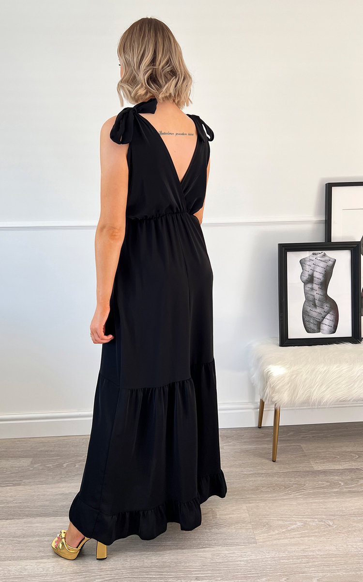 Eliza Tiered Tie Strap Midi Dress Thumbnail Eliza Tiered Tie Strap Midi Dress Thumbnail