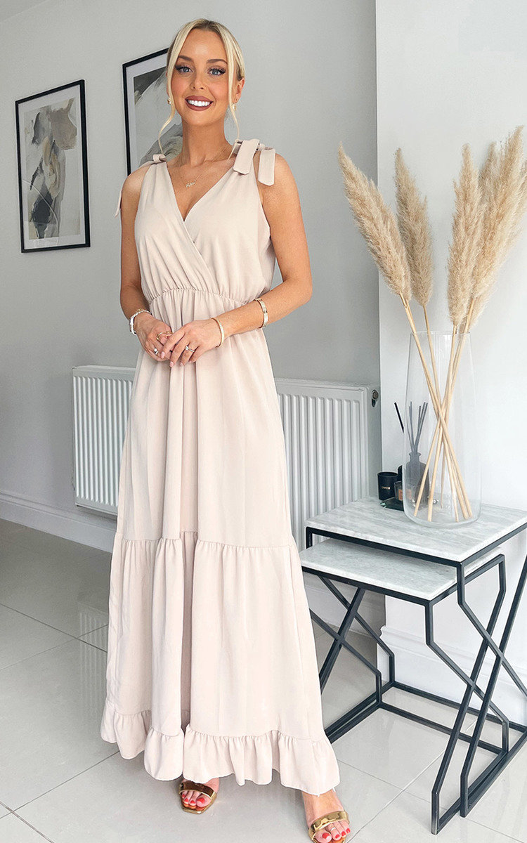 Eliza Tiered Tie Strap Midi Dress Thumbnail Eliza Tiered Tie Strap Midi Dress Thumbnail