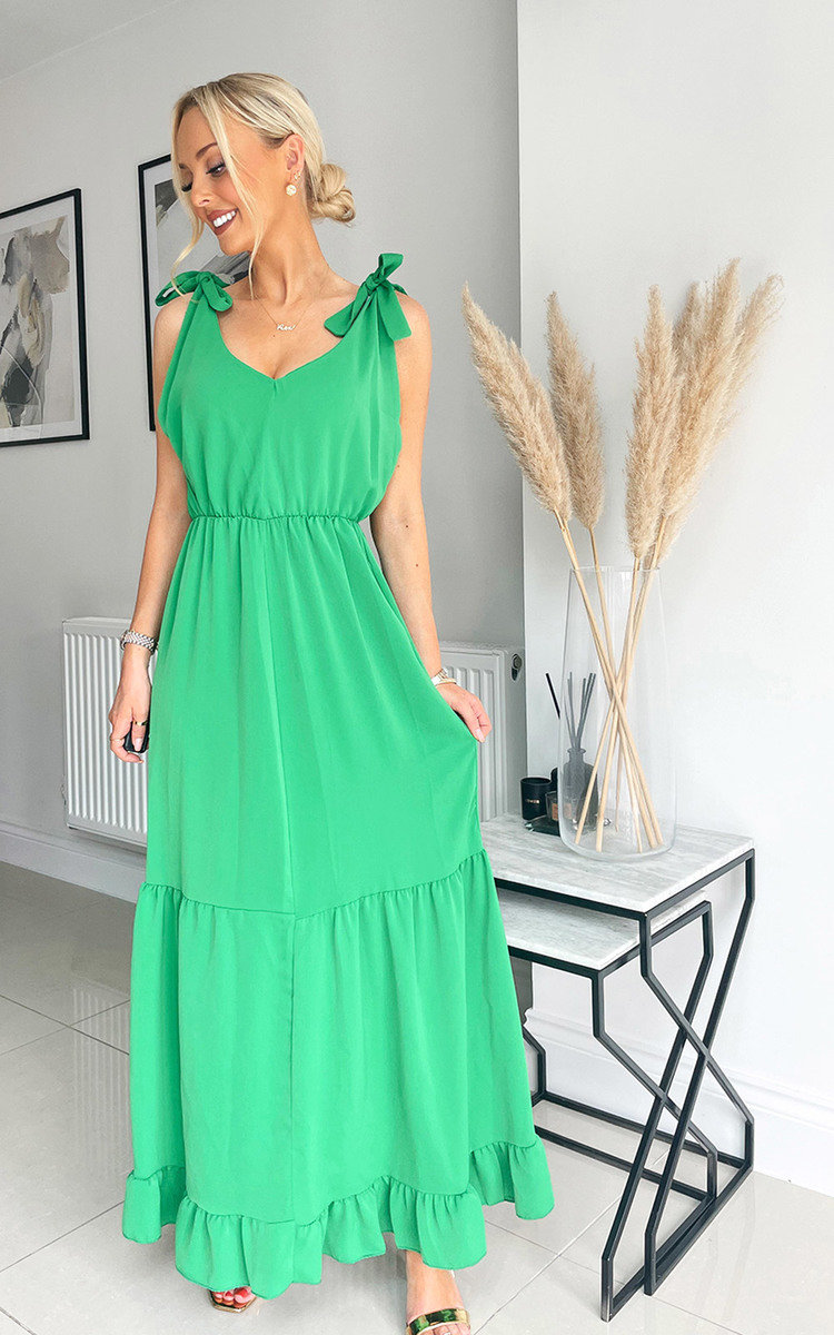 Eliza Tiered Tie Strap Midi Dress Thumbnail Eliza Tiered Tie Strap Midi Dress Thumbnail