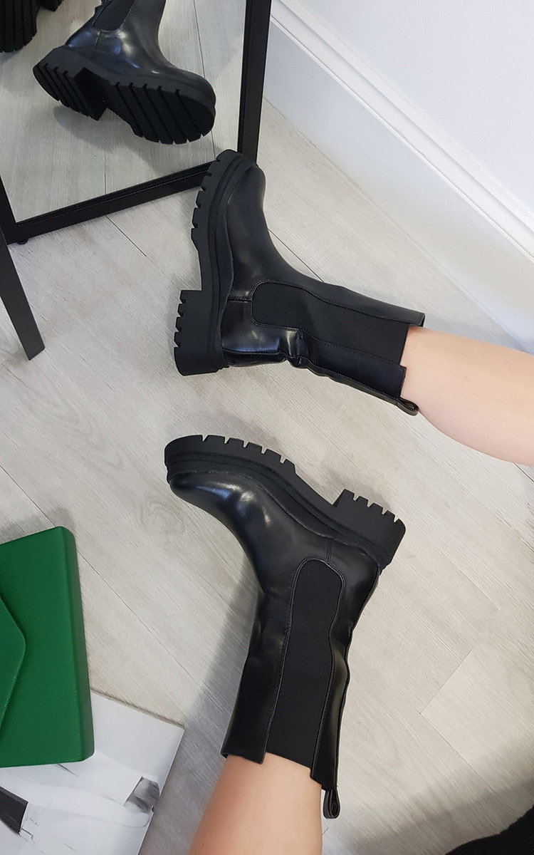 Ella Faux Leather Chunky Boots Thumbnail Ella Faux Leather Chunky Boots Thumbnail