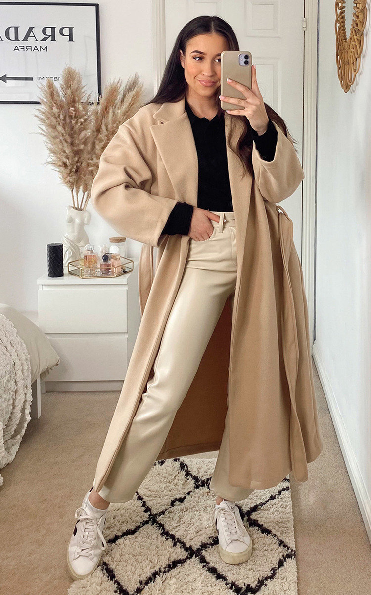 Elle Longline Coat with Tie Front Thumbnail Elle Longline Coat with Tie Front Thumbnail