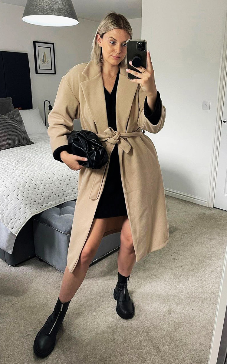 Elle Longline Coat with Tie Front Thumbnail Elle Longline Coat with Tie Front Thumbnail