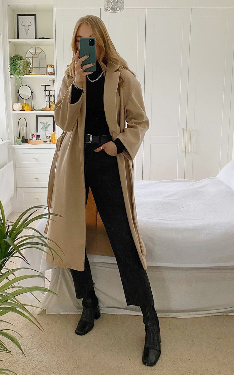 Elle Longline Coat with Tie Front Elle Longline Coat with Tie Front