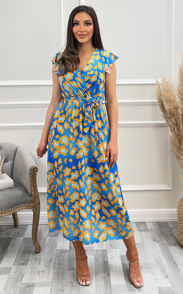 Ellie Printed Midi Dress with Belt Detail Ellie Printed Midi Dress with Belt Detail