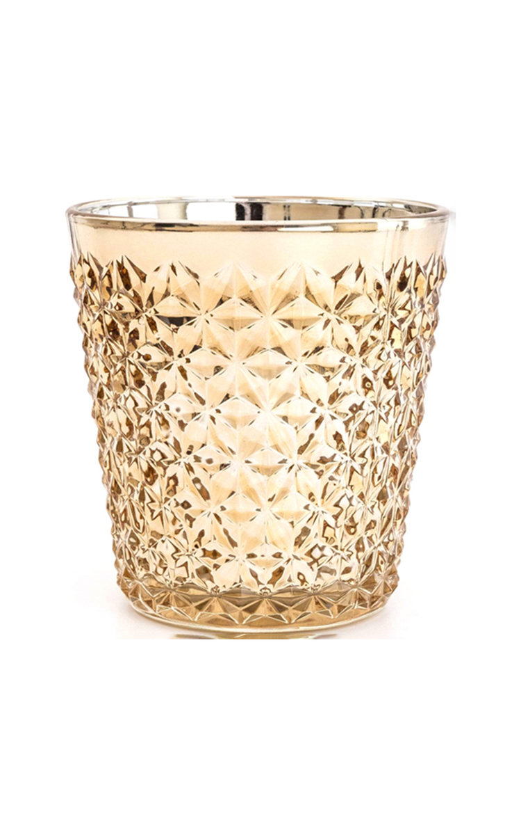 Embossed Glass Wax Filled Pot Candle in Gold Thumbnail