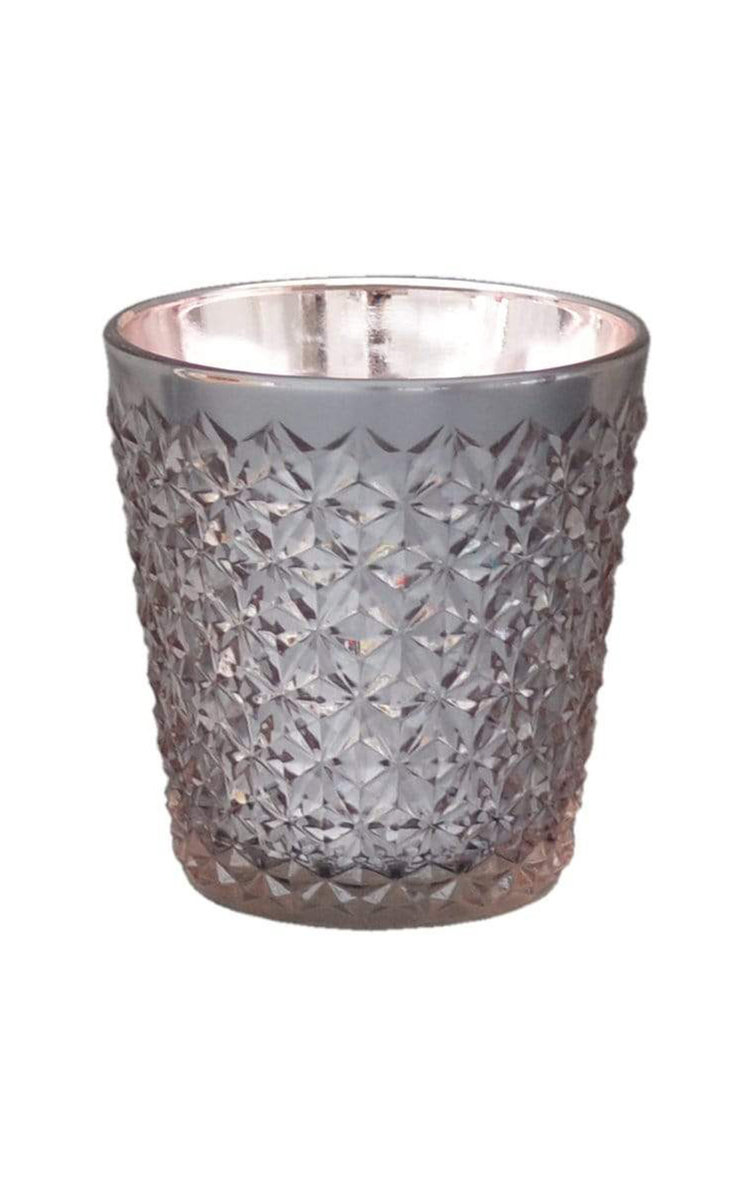 Embossed Glass Wax Filled Pot Candle in Rose Gold