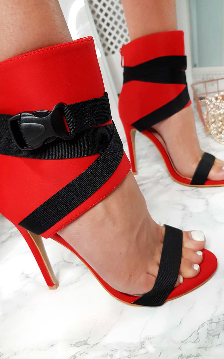 Emera Peep Toe Stiletto Buckle Heels  Thumbnail