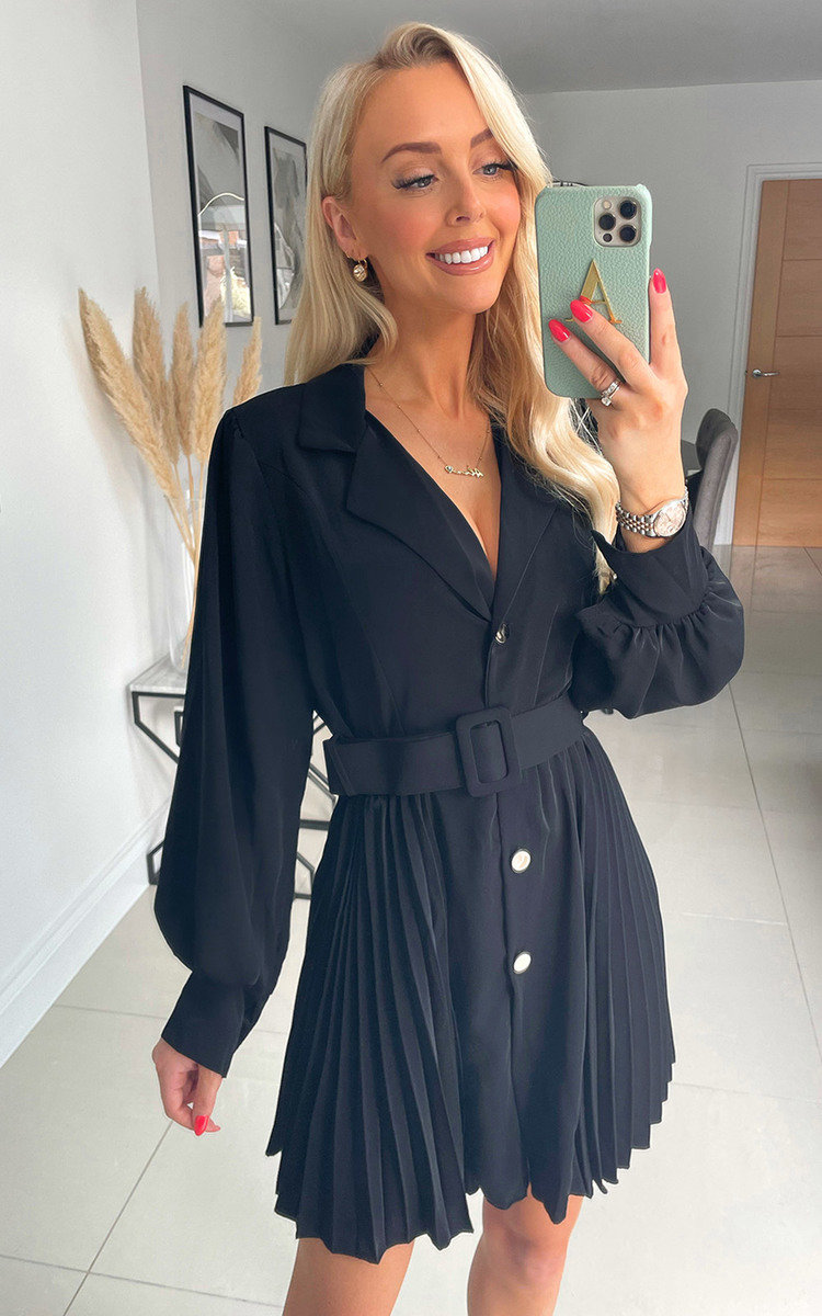 Emily Button Down Pleated Dress with Belted Detail Emily Button Down Pleated Dress with Belted Detail