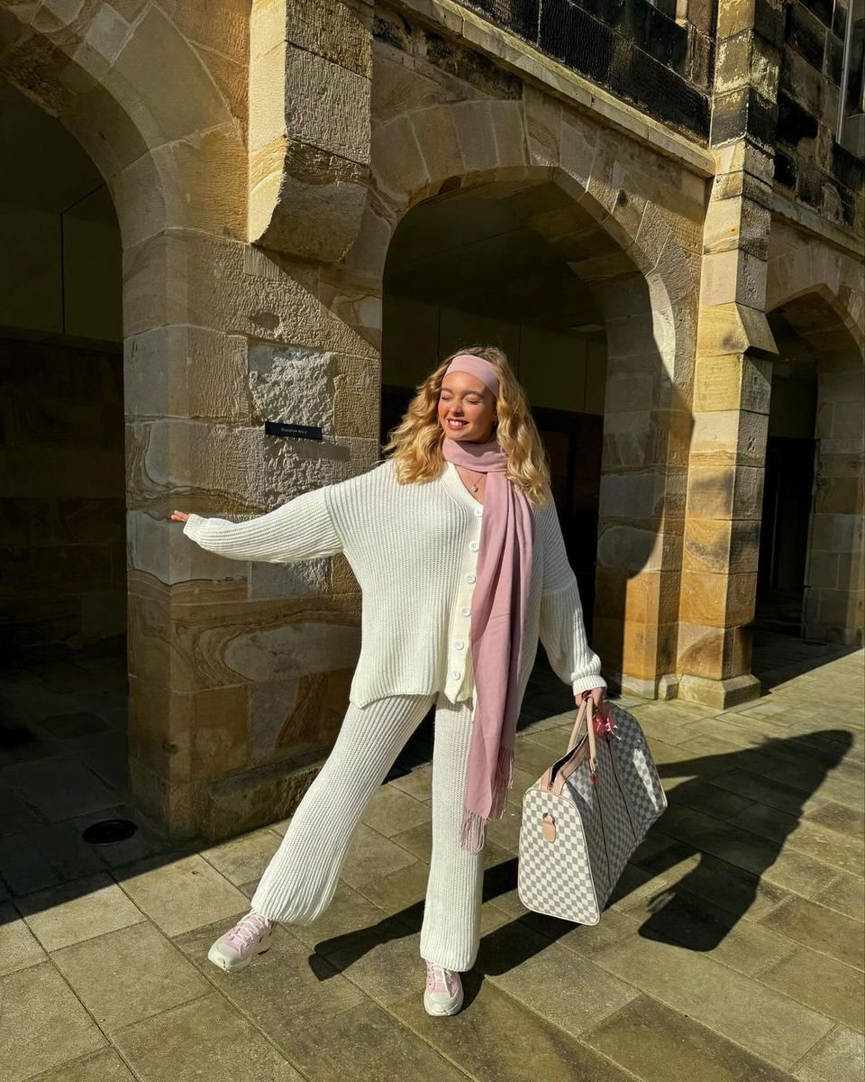 Cream Emma Chunky Knitted Button Up Cardigan Wide Leg Trousers Co