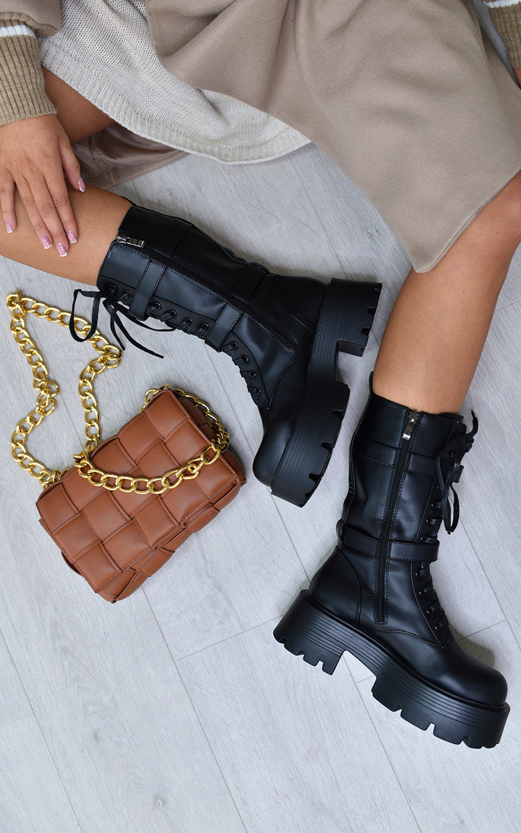 Emma Chunky Lace-Up Ankle Boots Thumbnail