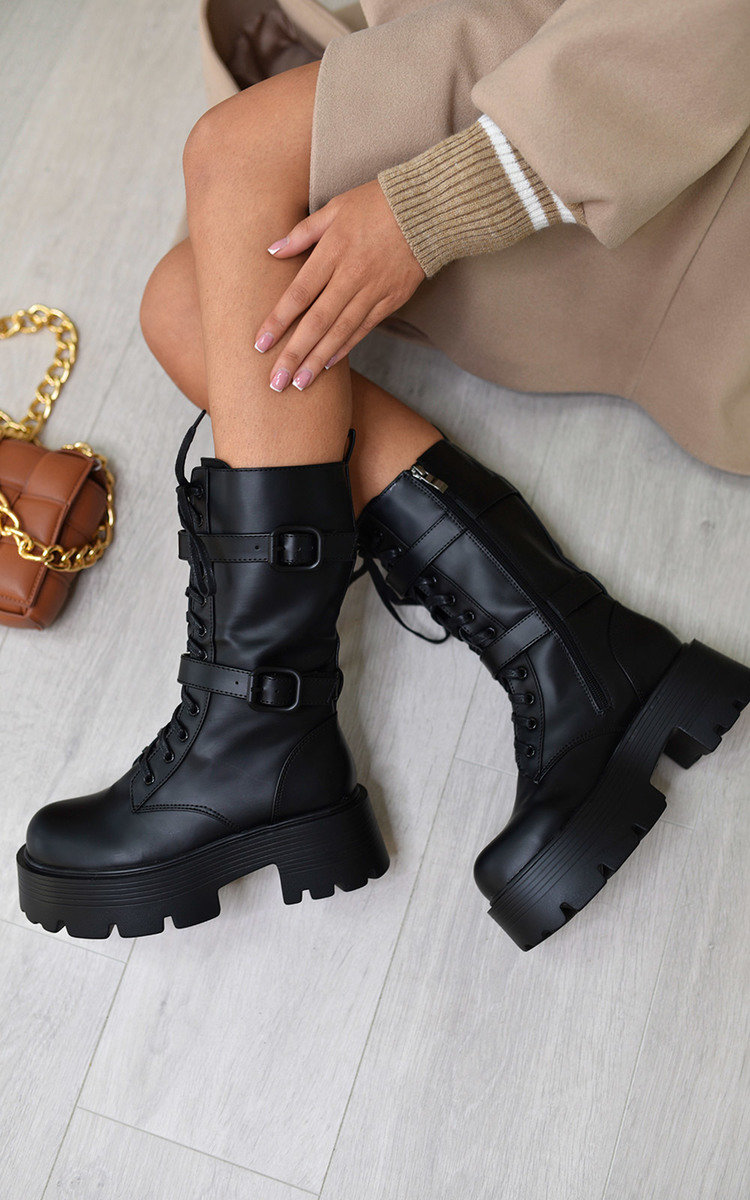 Emma Chunky Lace-Up Ankle Boots Thumbnail