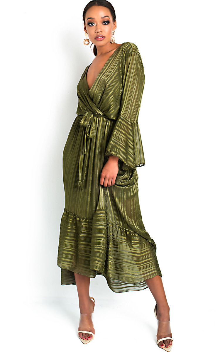 Etta Shimmer Frill Maxi Dress Thumbnail