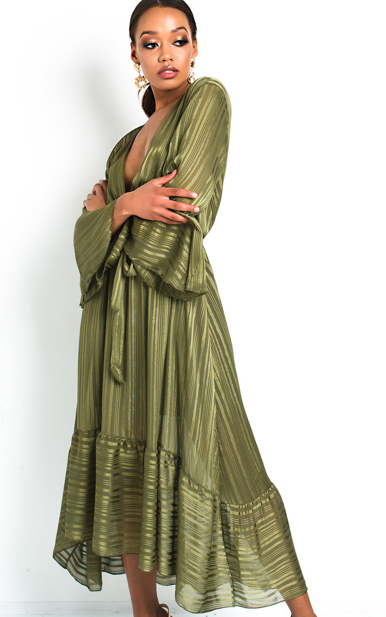 Etta Shimmer Frill Maxi Dress Thumbnail