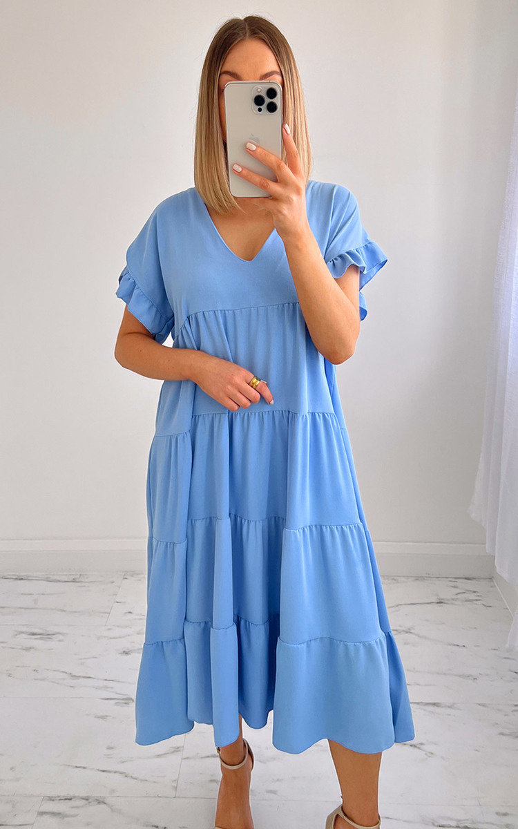 Eva Tiered Midi Dress  Thumbnail