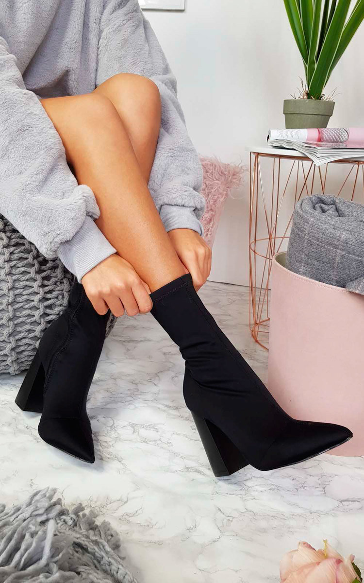 Everly Lycra Heeled Ankle Boots Thumbnail