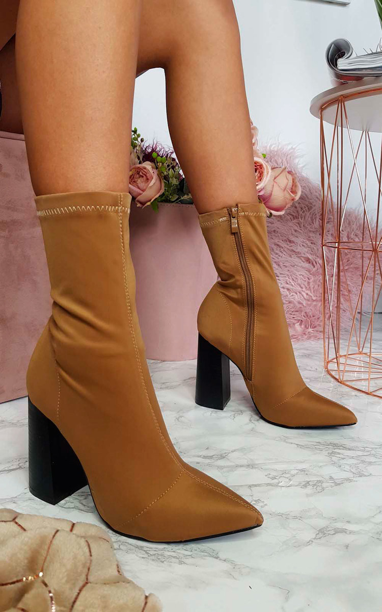 Everly Lycra Heeled Ankle Boots Thumbnail