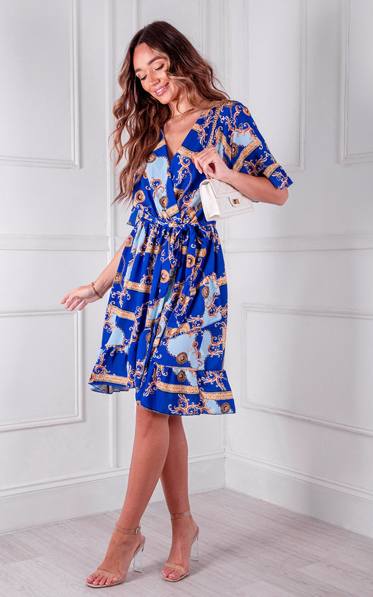 Evita Ruffle Hem Printed Dress Thumbnail