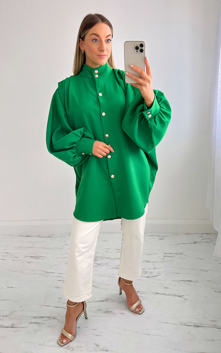 Cindy Button Down Balloon Sleeve Shirt Dress Thumbnail Cindy Button Down Balloon Sleeve Shirt Dress Thumbnail