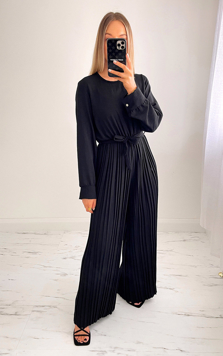 Twiggy Wide Leg Pleated Jumpsuit Thumbnail Twiggy Wide Leg Pleated Jumpsuit Thumbnail