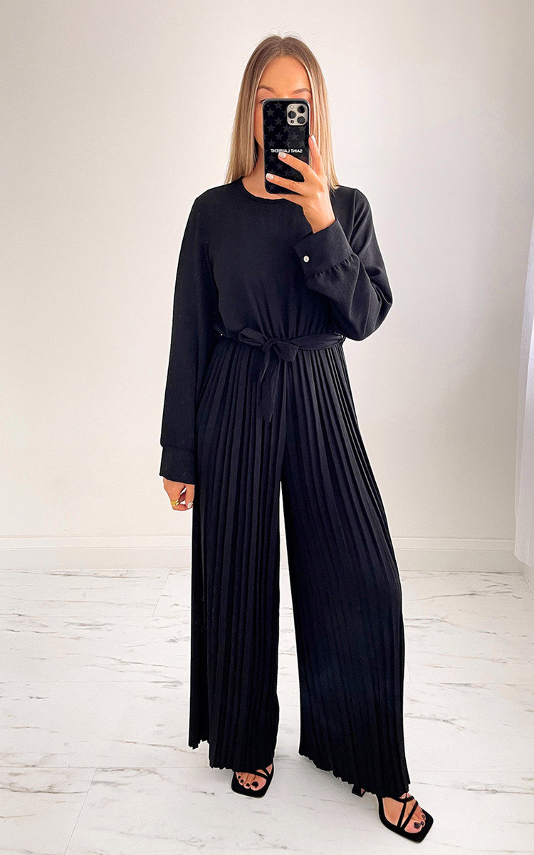 Twiggy Wide Leg Pleated Jumpsuit Thumbnail Twiggy Wide Leg Pleated Jumpsuit Thumbnail