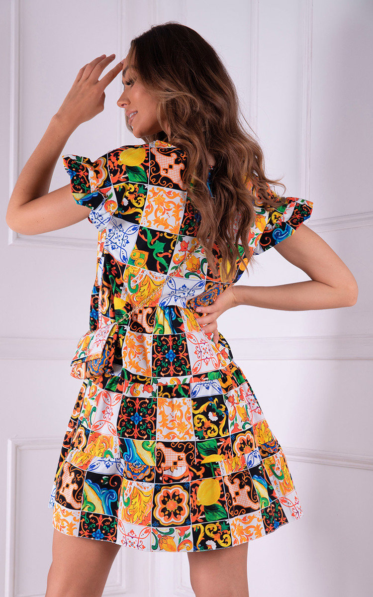Farah Tiered Mini Dress with Matching Cross Body Bag Thumbnail Farah Tiered Mini Dress with Matching Cross Body Bag Thumbnail