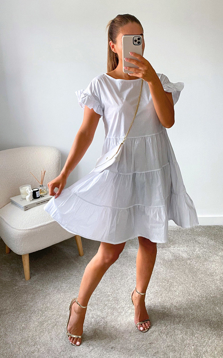 Farah Tiered Mini Dress with Matching Cross Body Bag Thumbnail Farah Tiered Mini Dress with Matching Cross Body Bag Thumbnail