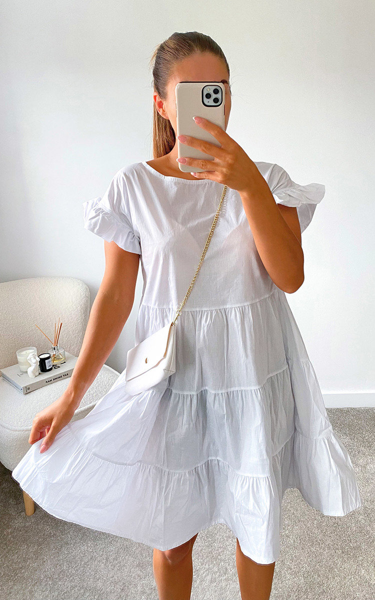 Farah Tiered Mini Dress with Matching Cross Body Bag Farah Tiered Mini Dress with Matching Cross Body Bag