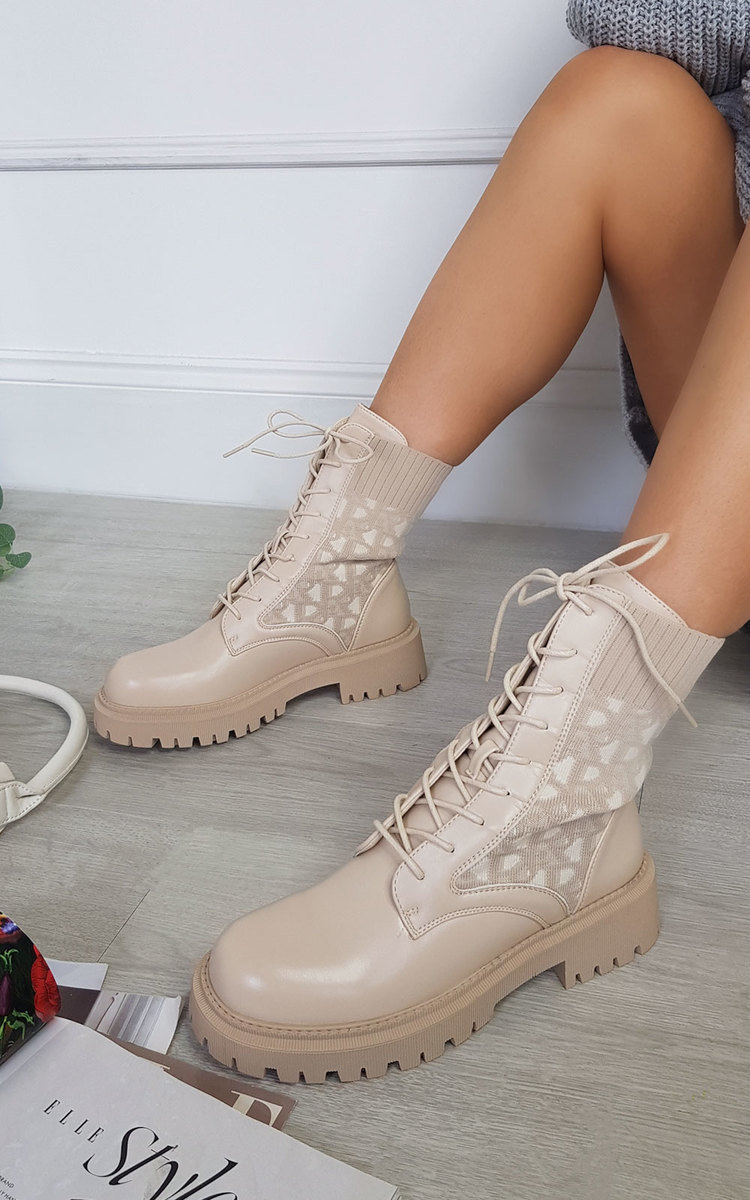 Faye Chunky Printed Mid Calf Boots