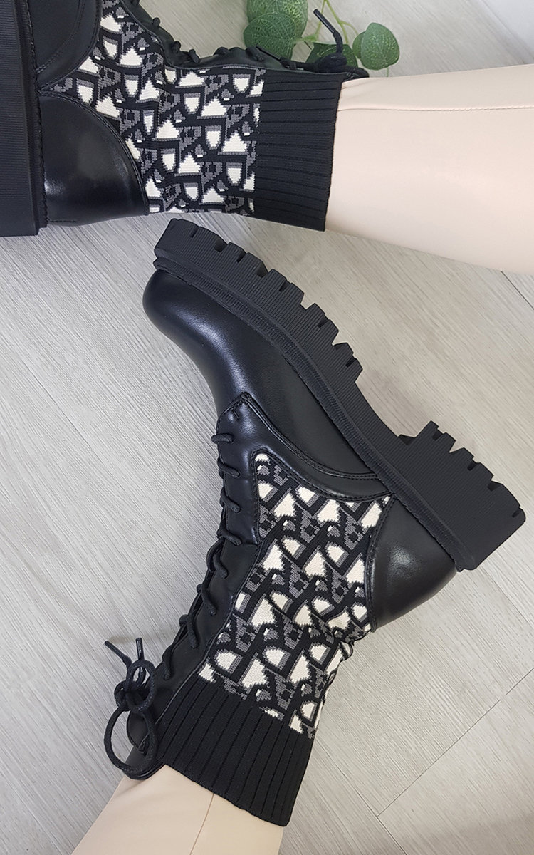 Faye Chunky Printed Mid Calf Boots Thumbnail