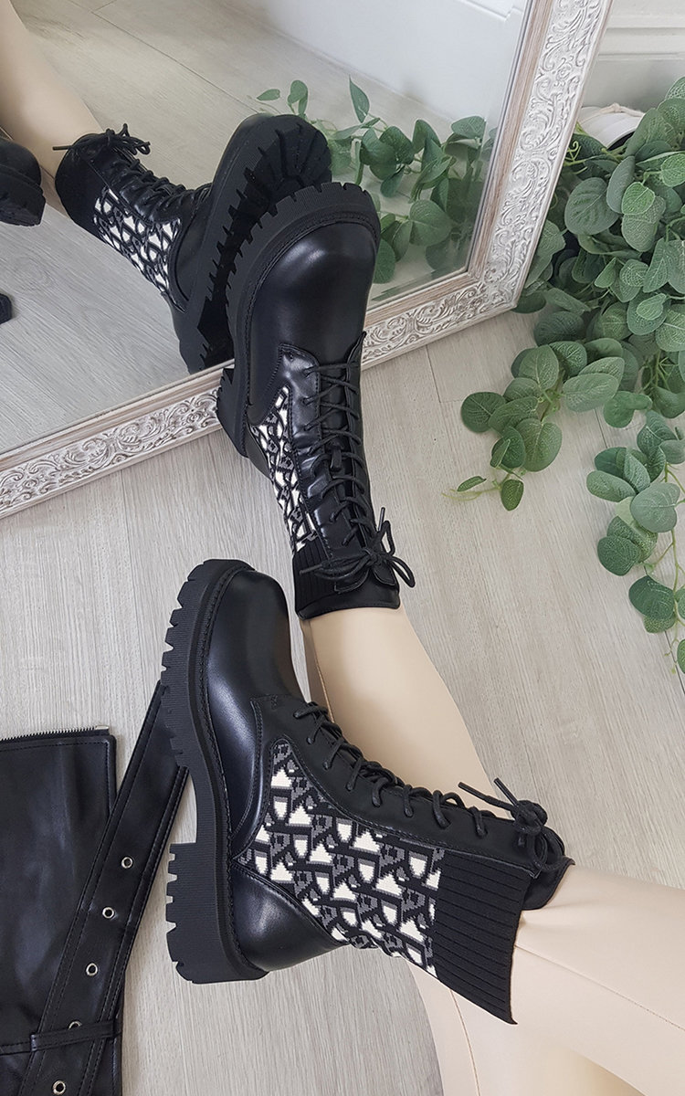 Faye Chunky Printed Mid Calf Boots Thumbnail