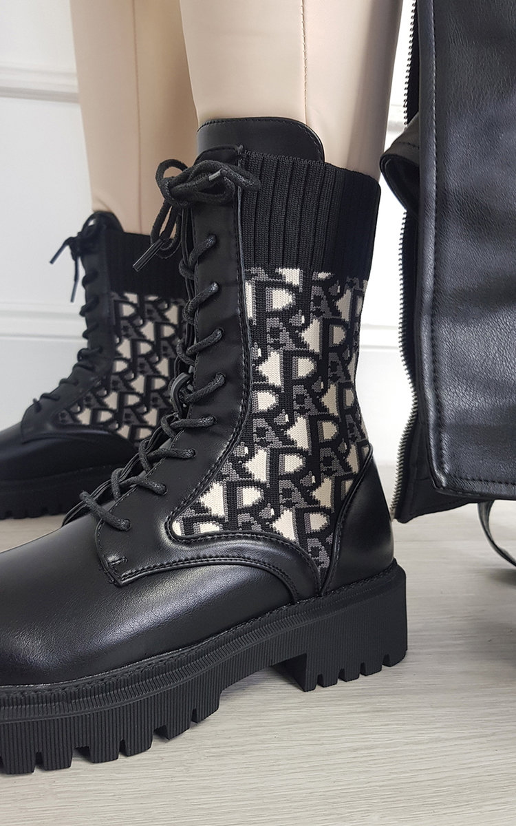 Faye Chunky Printed Mid Calf Boots Faye Chunky Printed Mid Calf Boots