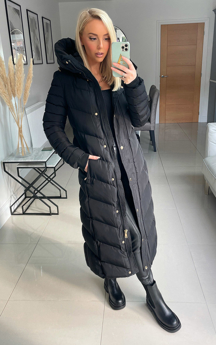 Felicity Longline Puffer Jacket with Belt Detail Thumbnail