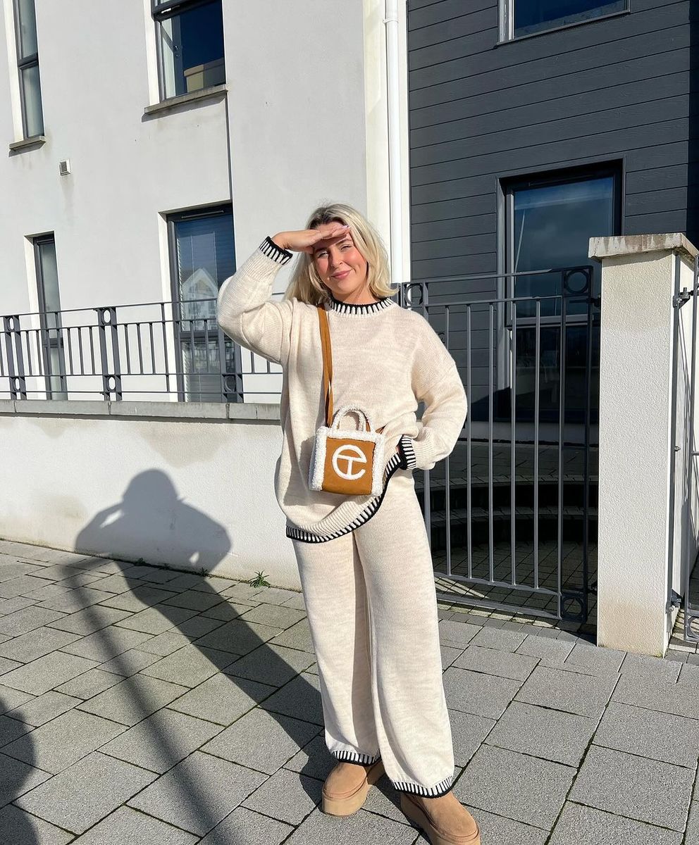 Fiona Knitted Co-ord Set with Blanket Stitch Detail