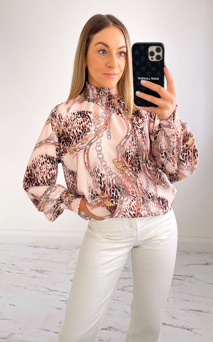 Fizz High Neck Printed Blouse