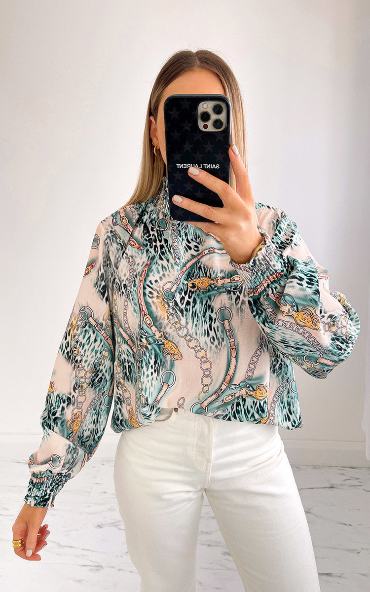 Fizz High Neck Printed Blouse Thumbnail Fizz High Neck Printed Blouse Thumbnail